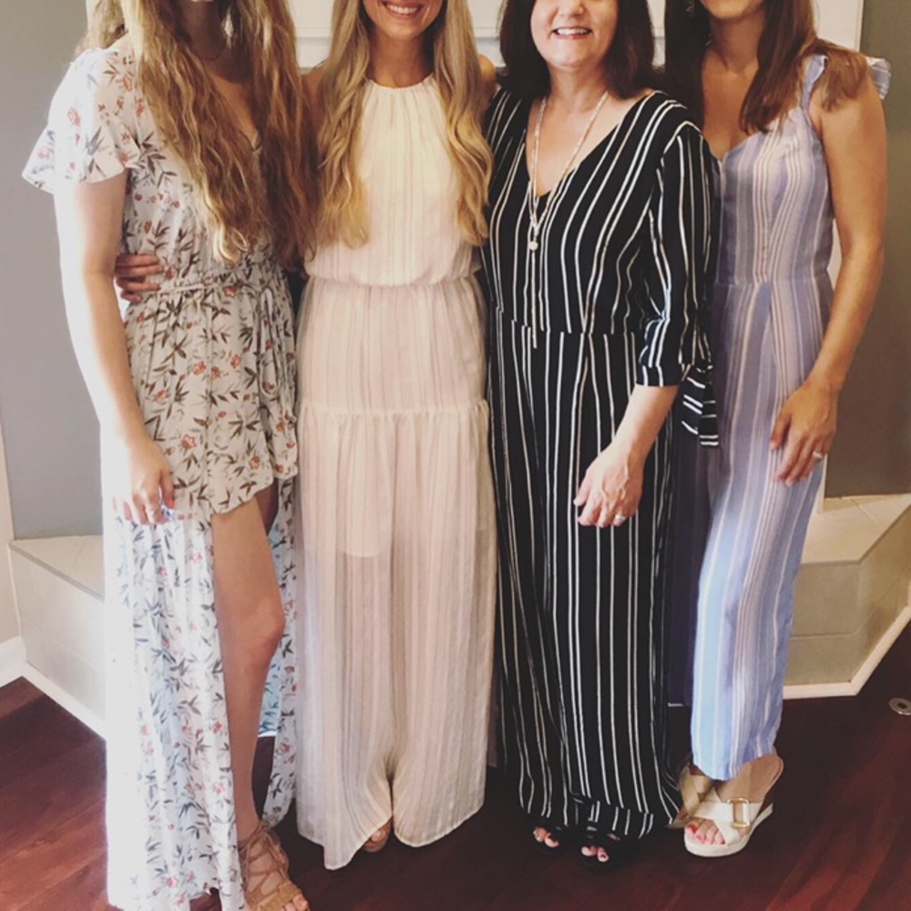 White and black striped maxi dress